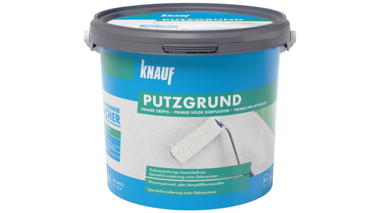 Knauf Putzgrund Eimer, gebrauchsfertige Grundierung für Dekorputze, lösemittelfrei, wasserabweisend.